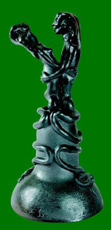 Couple hybride enlacé, art fantastique d'Emmanuel Buchet, potier sculpteur dans le Cher au pays des sorciers, centre France
