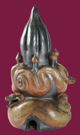 Serpent aladin, art fantastique d'Emmanuel Buchet, potier sculpteur dans le Cher en Berry